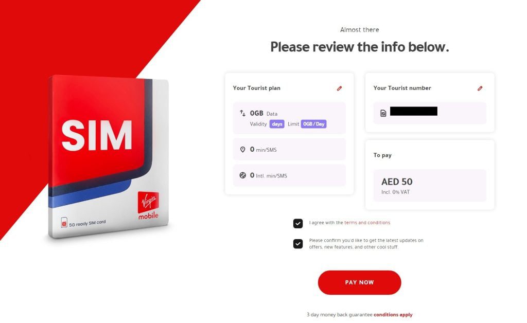 Buy virgin SIM card online UAE