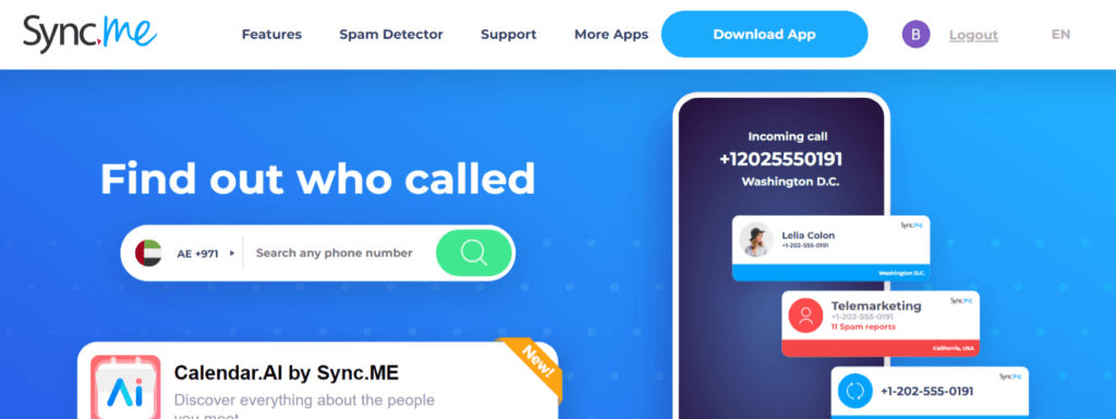 sync.me free number lookup in UAE, USA, UK and worldwide