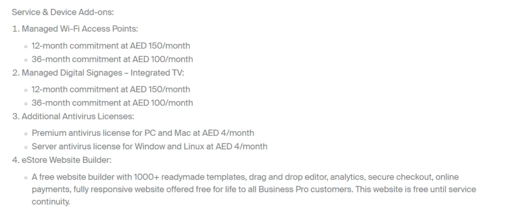 Etisalat free website plan